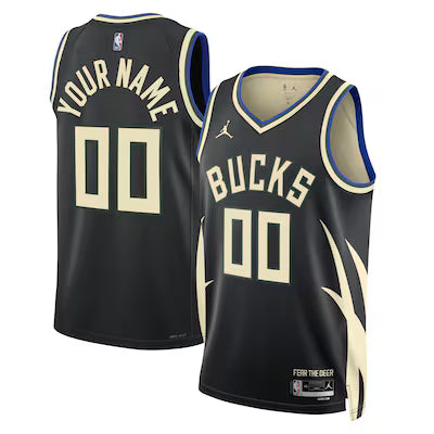 Milwaukee Bucks Custom Stitched Game Jersey