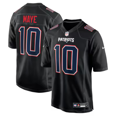 New England Patriots Drake Maye 2025 Rivalries Stitched Game Jersey