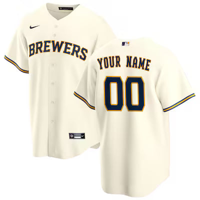 Milwaukee Brewers Custom Cream Stitched Game Jersey