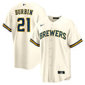 Milwaukee Brewers Caleb Durbin Cream Stitched Game Jersey