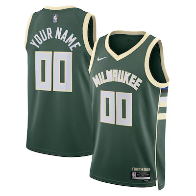 Milwaukee Bucks Custom Stitched Game Jersey