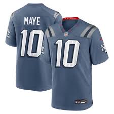 New England Patriots Drake Maye 2025 Rivalries Stitched Game Jersey