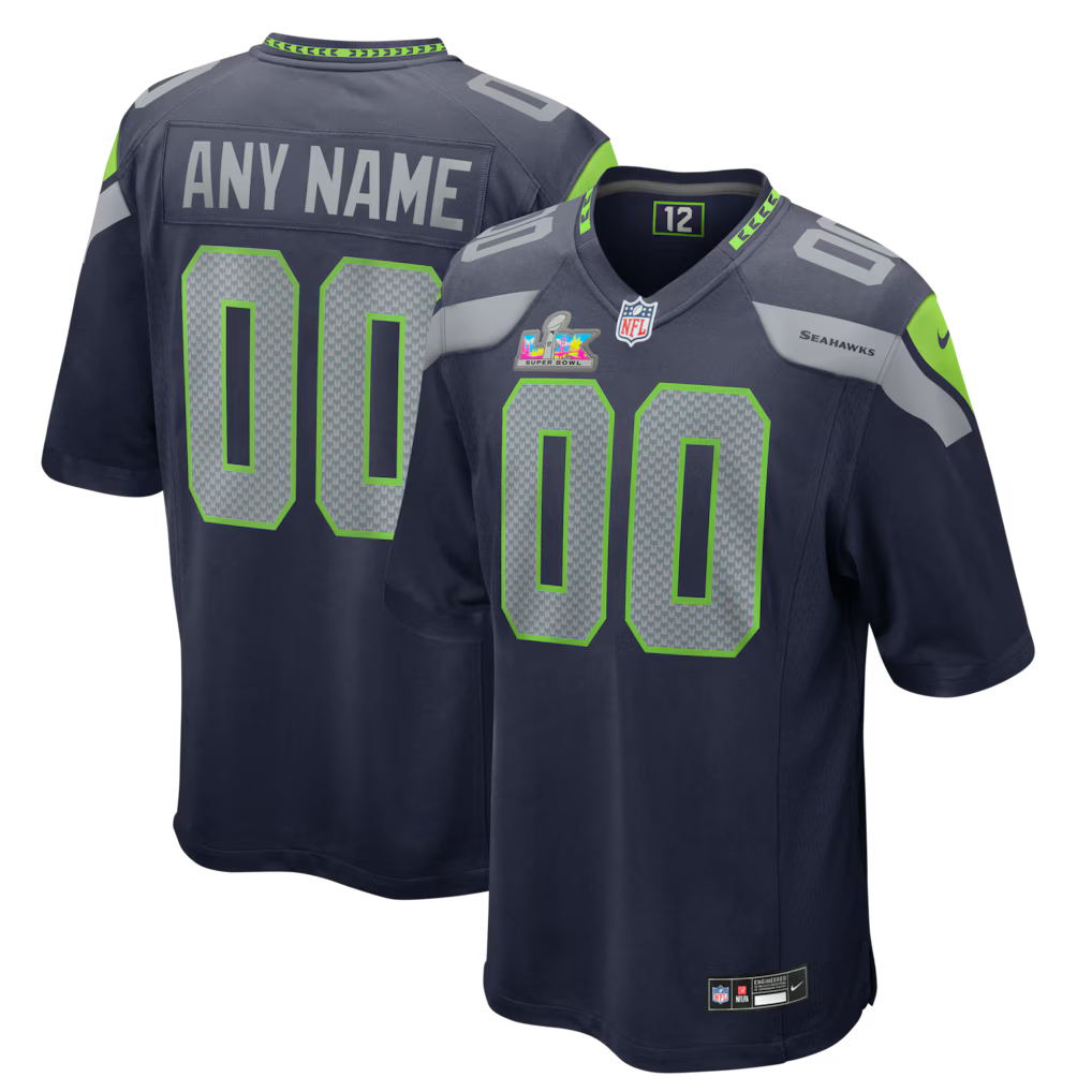 Seattle Seahawks Super Bowl LX Patch Custom Stitched Game Jersey