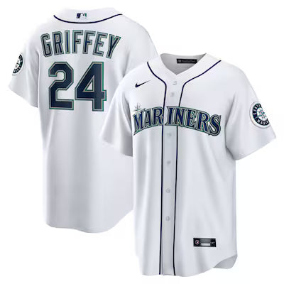 Seattle Mariners Ken Griffey Jr. Throwback White Stitched Game Jersey