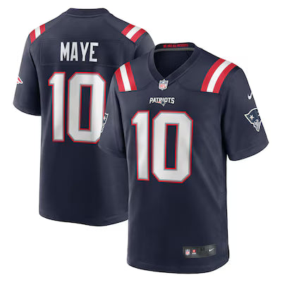 New England Patriots Drake Maye 2025 Rivalries Stitched Game Jersey
